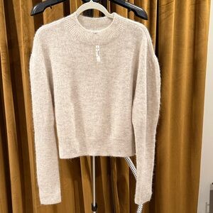 Madewell Alpaca-Blend Mock Neck Puffed Sleeves Cream Sweater XL